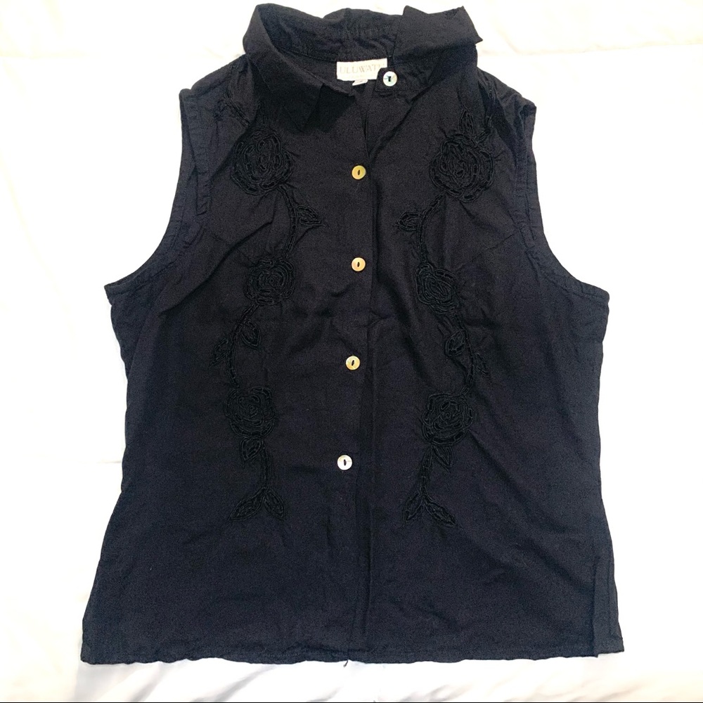 Uluwatu Black Embroidered Top Size Small